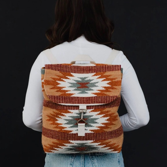 Rust Aztec Western Pattern Backpack - Picture 3 of 4